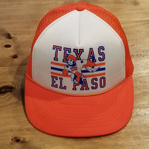 Vintage Texas El Paso UTEP Miners Hat Snapback Orange White Trucker 80s 90s